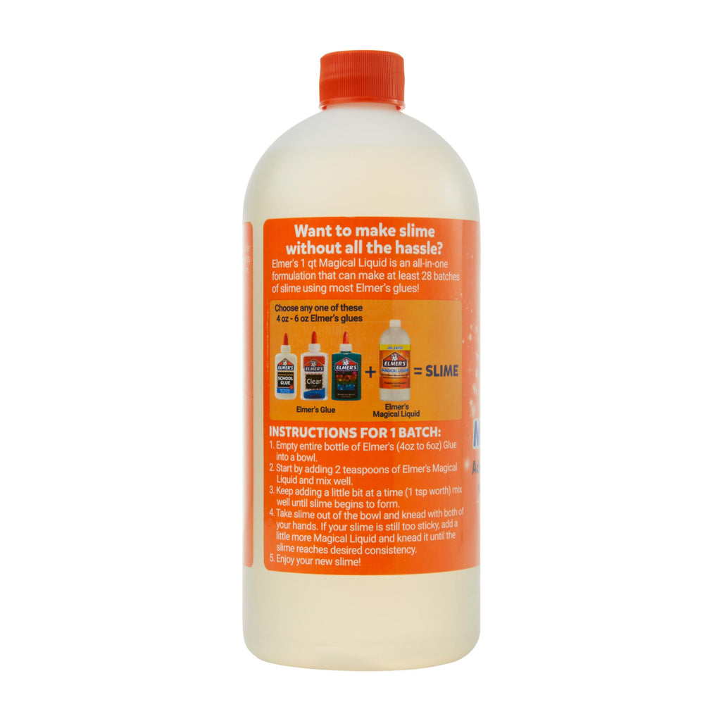 Elmer's Magical Liquid, Slime Activator Solution, Safe and Washable, 1 Quart - Updated Formula for Double the Slime Output