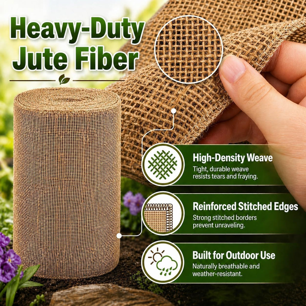 RAINFLOW 19.7" x 13 Feet Burlap Fabric Roll - Natural Jute Burlap Roll | Multipurpose Garden Fabric for Weed Barrier, Tree Wrap, Plant Cover, Landscaping, Farmhouse Decor, Wedding Decor & Crafts