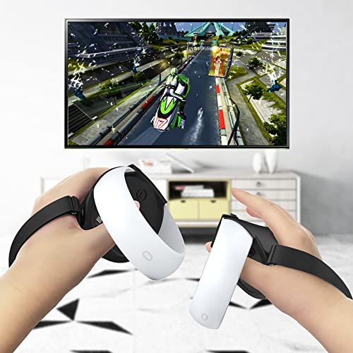 AMZDM Controller Grip for Oculus Quest 2 Accessories Grips Cover for VR Touch Controllers Covers Protector with Non-Slip Thumb Grips 1Pair Black