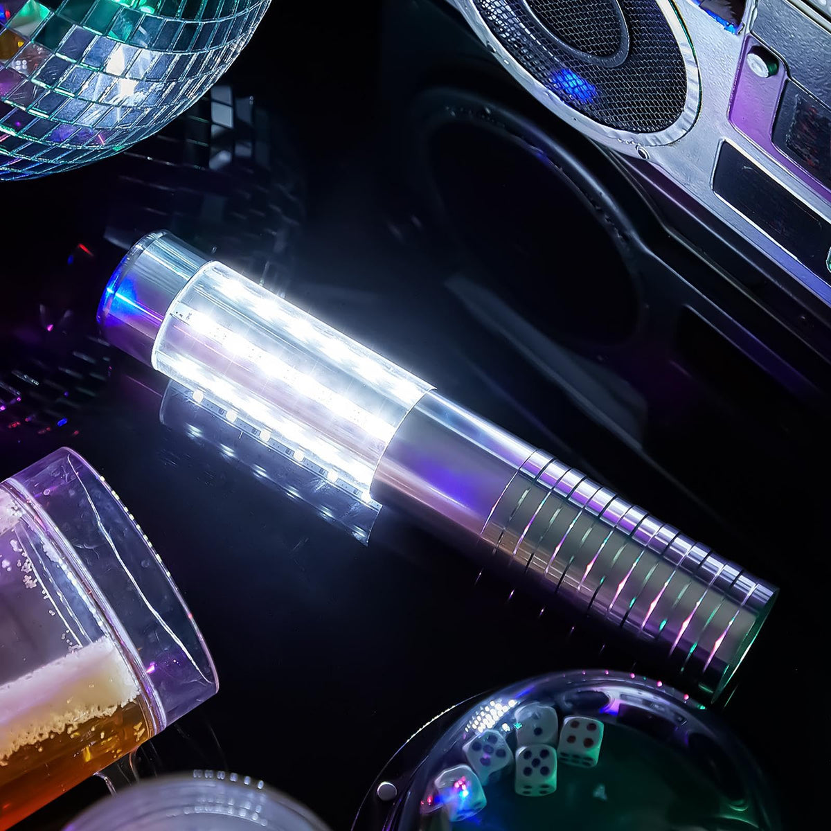 Civaner 4 Pcs LED Bottle Service Lights Nightclubs, Silver White Light | Handheld,Rechargeable,Adjustable Light Mode,Matching Charger,Flashing Light Signs For Birthday Wedding Party