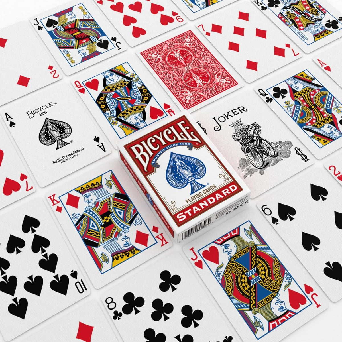 Bicycle Playing Cards 2 Pack Standard Poker Size Red and Blue | Air-cushion finish, Over 130 years trusted, 52 cards plus 2 Jokers per deck, Great for poker and rummy