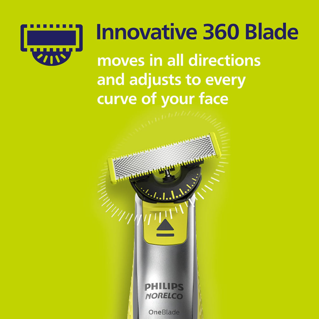 Philips Norelco OneBlade 360 Replacement Blades, 3 Pack | Genuine OneBlade 360 Blades, Stainless Steel, 360 Flex, Trim Edge and Shave, Up to 12-Month Supply, QP430/80
