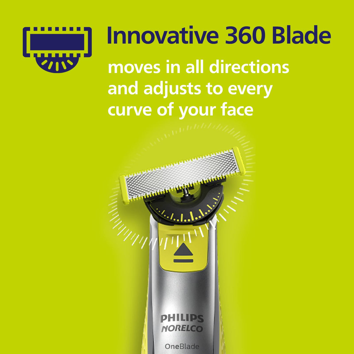 Philips Norelco OneBlade 360 Replacement Blades, 3 Pack | Genuine OneBlade 360 Blades, Stainless Steel, 360 Flex, Trim Edge and Shave, Up to 12-Month Supply, QP430/80