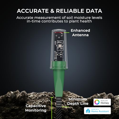 THIRDREALITY Smart Soil Moisture Sensor Gen2 3Pack,Zigbee hub Needed, nhanced Signal Stability,Capacitive Moisture Monitoring,Garden Planting, Compatible with Hubitat,SmartThings,Home Assistant,Homey