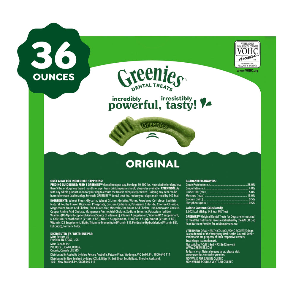 Greenies Large Natural Dental Dog Treats, Original Flavor, 24 Count | Veterinarian-recommended, supports oral health & freshens breath, clean to gumline, for dogs 50-100 lbs, chicken flavor