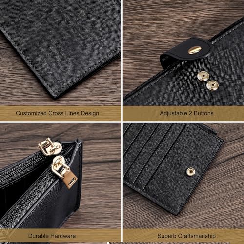 Travelambo RFID Wallet Women Large Size Bifold Multi Card Wallet Case with Zipper Pocke Credit Card Holder for Women