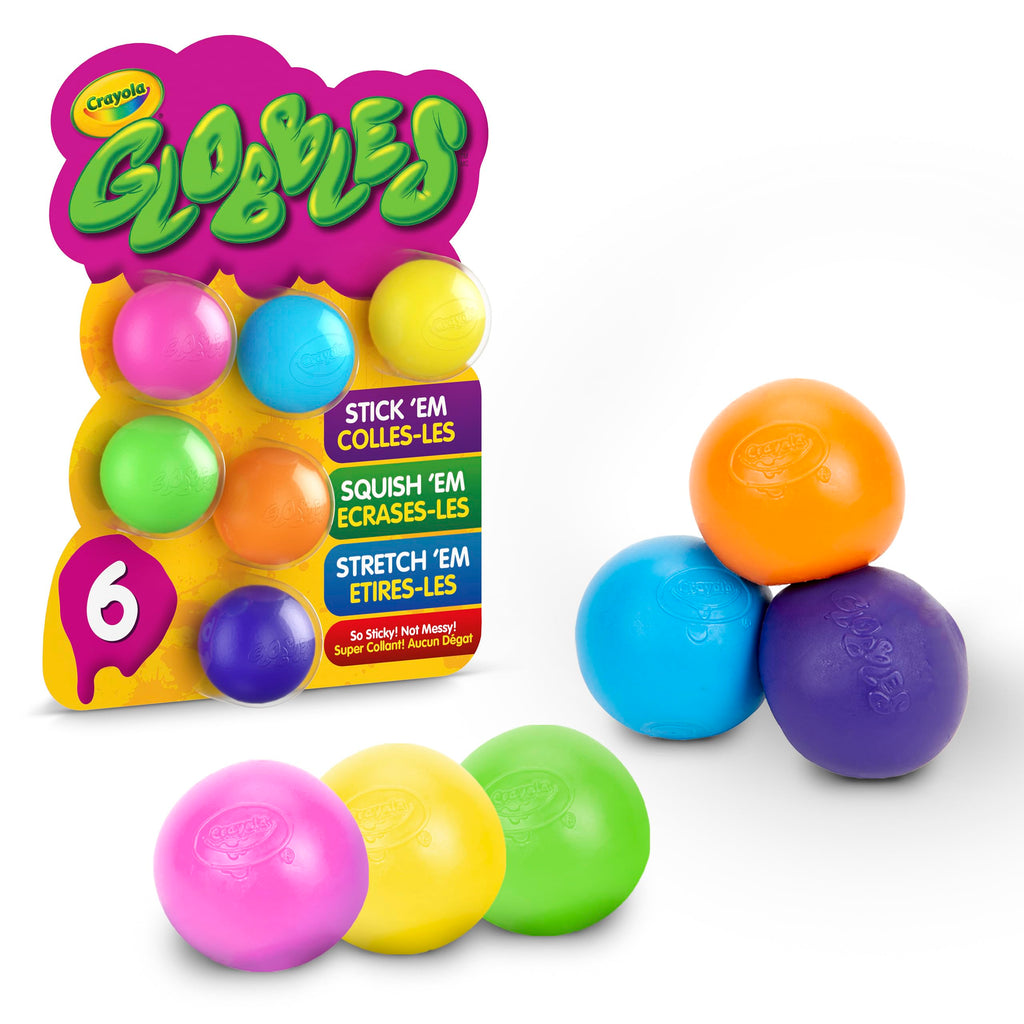 Crayola Globbles Fidget Toy, 6ct, Sticky Stress Ball, Kid Stocking Stuffers | Holiday Gift for Kids & Adults, Squishy Balls, Calming Sensory Gifts for Stress Relief