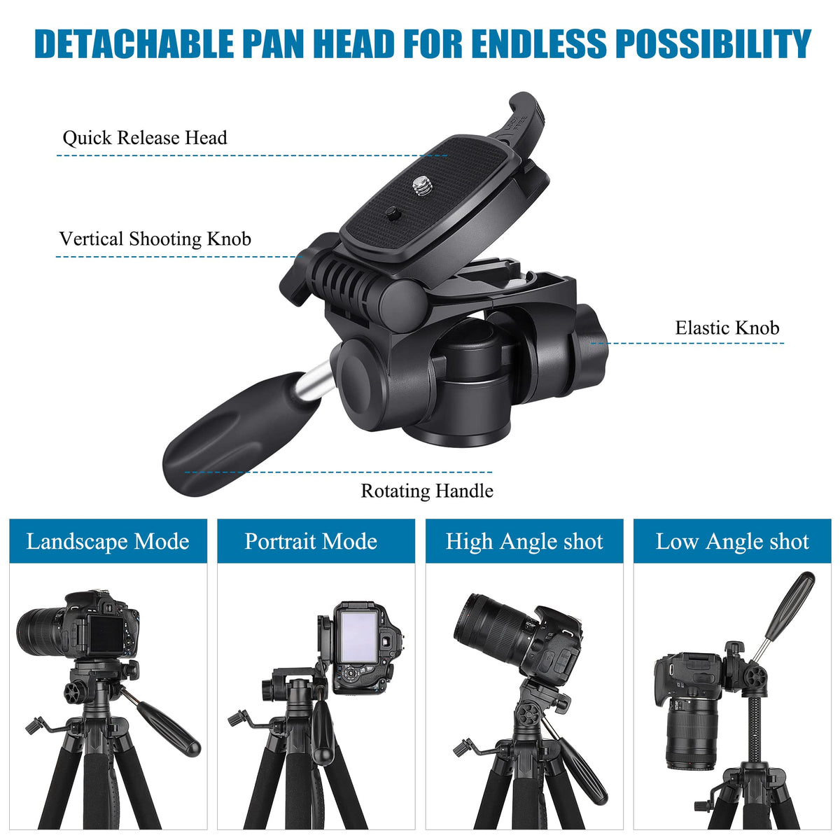 VICTIV 74” Camera Tripod, Tripod for Camera and Phone with Phone Holder | Aluminum Professional Tripod Stand for Canon Nikon with Carry Bag, Compatible with DSLR, iPhone, Spotting Scopes, Gopro