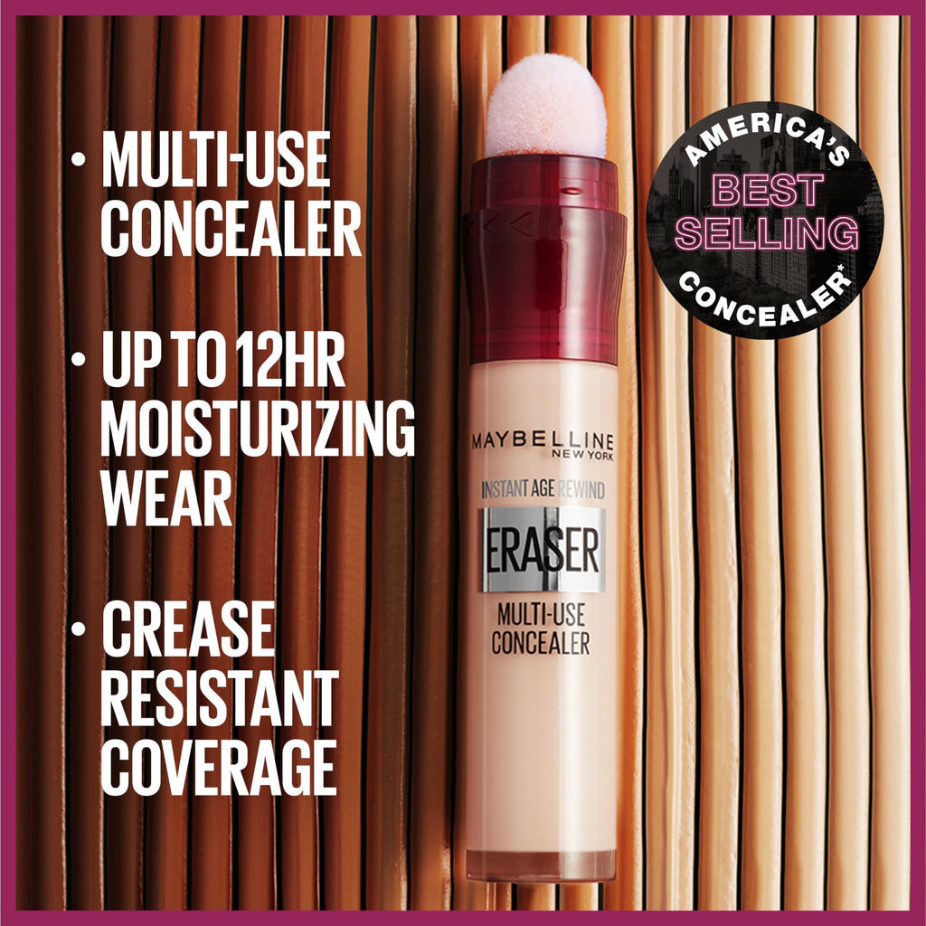 Maybelline Instant Age Rewind Eraser Dark Circles Multi-Use Concealer, 110 | Use to Conceal, Contour, and Correct, Crease-Resistant Makeup Formula for Under Eyes and Dark Spots, Up to 12HRs of Wear