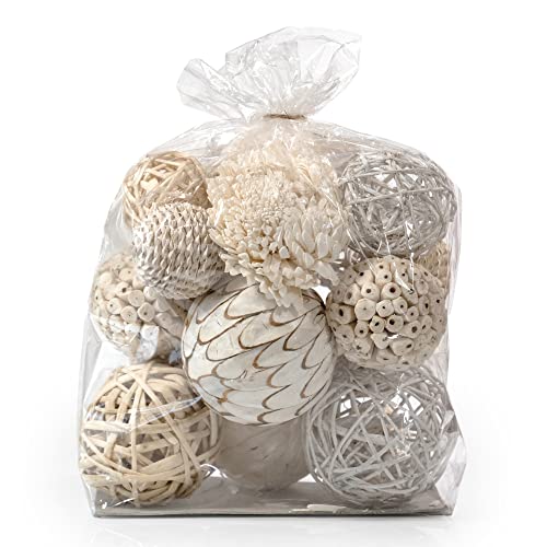 ANDALUCA Large Decorative Balls Bowl Filler Decor Orbs White & Cream (Natural White)