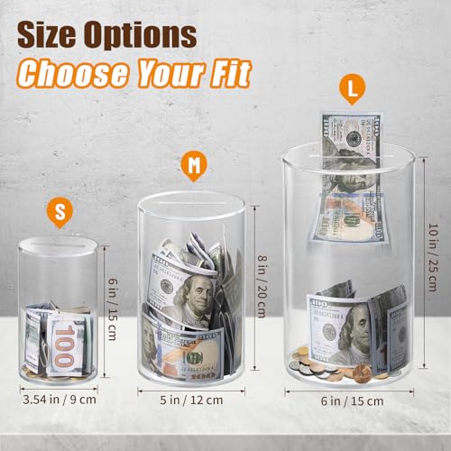 Hicocool Clear Piggy Bank, Must Break to Open, Acrylic Money Bank, 6"x3.54" | Unopenable Coin Bank for Adults & Kids, Clear Acrylic Money Saving Bank, Perfect for Birthdays, Holidays, and Gift Giving
