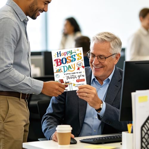 Zyulin Boss Day Card, Happy Boss's Day Card Gifts for Men Women | Thank You Boss Day Card with 5-Star Leader Message, Funny Boss Appreciation Card from Employees