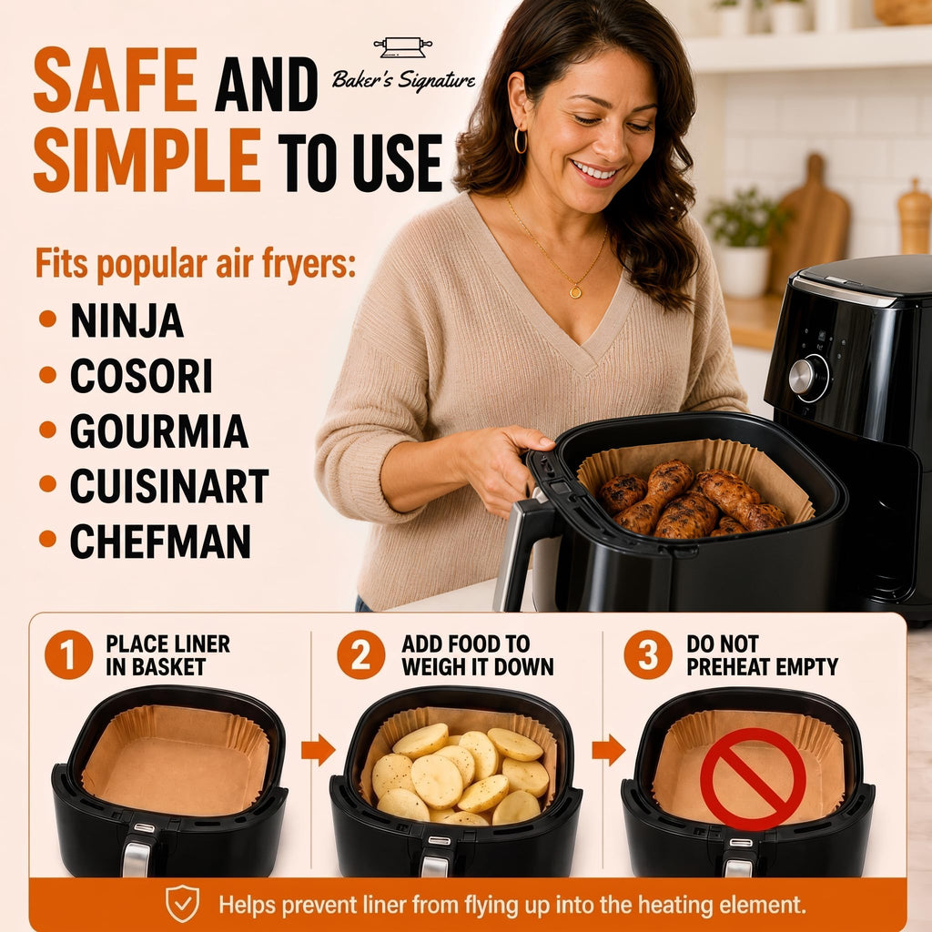 Air Fryer Liners Disposable, Unbleached Parchment Paper Baking Liners | Non-Stick, Oil-Proof, Fits 5-8 Qt Baskets, Heat Safe to 450F, BPA-Free & PFAS-Free for Ninja, Cosori, Instant Pot