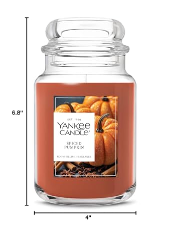 Yankee Candle Spiced Pumpkin Scented Candle, 22oz Large Jar | Up to 150 Hour Burn Time, Room Filling Fragrance, Long-Lasting Scent, Premium Plant Wax Blend, Consistent Burn, Giftable