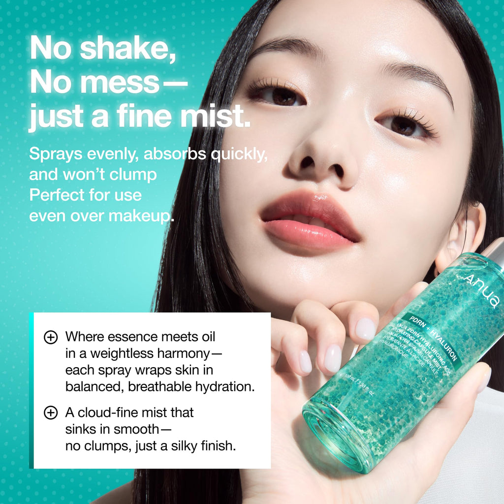 Anua PDRN Collagen Glow Facial Serum Spray, 3.38 fl oz | Hydrating Face Mist, Hyaluronic Acid, dewy finish, All Skin Types, Instant Plumping, Firming Care, Korean Skincare