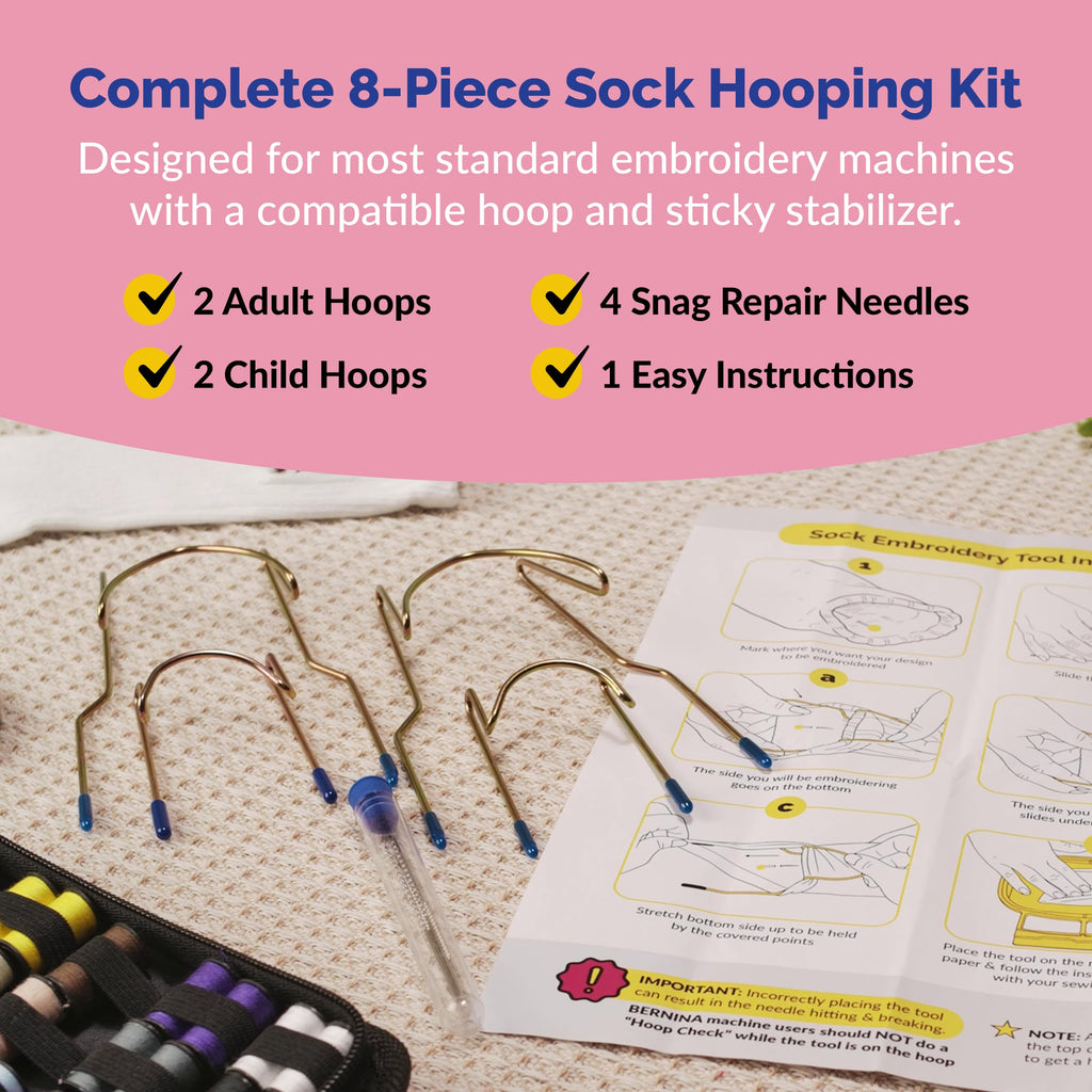 Sock Hoop for Embroidery Machine | Sock Hoop Set for Embroidering Designs on Any Machine. Embroidery Accessories and Supplies with Universal Compatibility. Makes Embroidering Socks Easy - 4 Pack