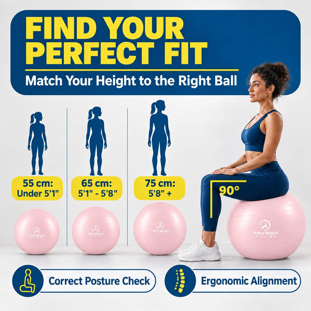 ProBody Pilates Pregnancy Ball with Guide - Birthing Ball | 1.7mm Anti-Burst PVC, CA 10P Certified, 55/65/75 cm, Guide, Doula & Midwife Use, Pump, Pregnancy Essentials