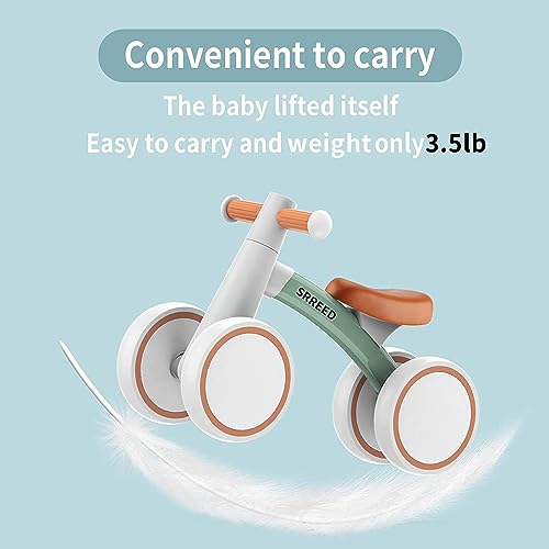 SEREED Baby Balance Bike for 1 Year Old Boy Girl, First Birthday Gift Toy | 12-24 Months Toddler Bike, First Learning Ride on Toys, 4 Silent Wheels Indoor Outdoor Baby Walker, Green