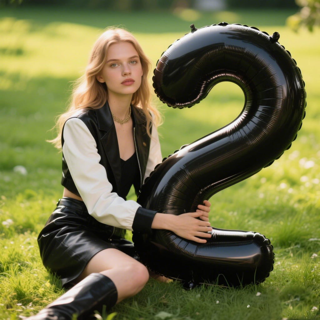 40 Inch Black Number 2 Balloons Foil Digital Helium Number Balloons | for 2nd 12 23 24 25 Birthday Anniversary Wedding Party Decorations,Jumbo Helium Balloon Giant Large Digital Balloon