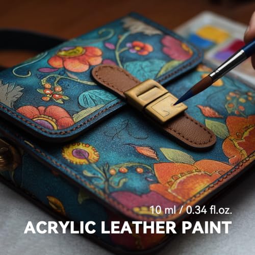 Roizefar Acrylic Leather Paint, 18 Colors with Deglazer & Finisher | All-in-One Kit, Flexible & Waterproof Leather Dye for Shoes, Bags, Jackets, Sneakers, Car Seats, Sofa, 0.34 fl oz Each