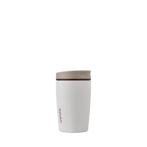 Owala SmoothSip Slider Insulated Stainless Steel Coffee Tumbler, Reusable Iced Coffee Cup, Hot Coffee Travel Mug, BPA Free 12 oz, Vanilla Bean