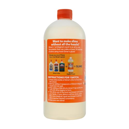 Elmer's Magical Liquid, Slime Activator Solution, Safe and Washable, 1 Quart - Updated Formula for Double the Slime Output