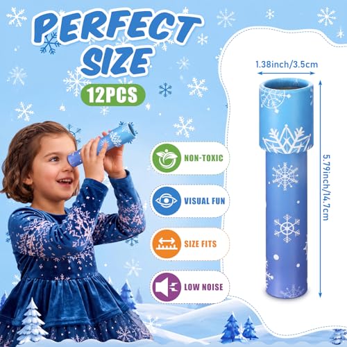 RoundFunny 12 Pcs Snowflake Birthday Party Favors Snowflake Kaleidoscopes Nostalgic Toys Educational Toys Goodie Bags Stuffers for Kids Classroom School Return Gifts Carnival Prizes