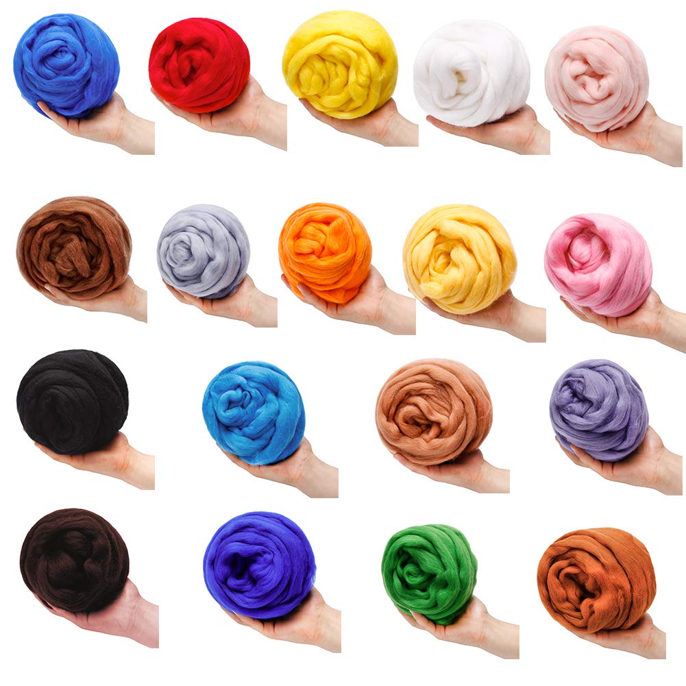 3.53oz Needle Felting Wool Roving for Needle Felting White Felting Wool | Wool Roving Bulk Roving Wool for Felting Pure Wool Chunky Yarn Spinning Wet Felting Diy Hand Spinning