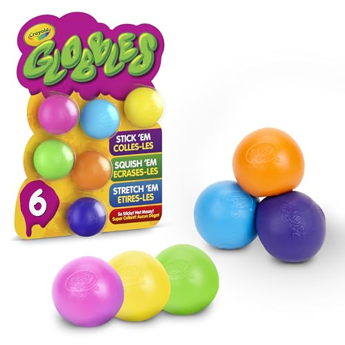 Crayola Globbles Fidget Toy, 6ct, Sticky Stress Ball, Kid Stocking Stuffers | Holiday Gift for Kids & Adults, Squishy Balls, Calming Sensory Gifts for Stress Relief