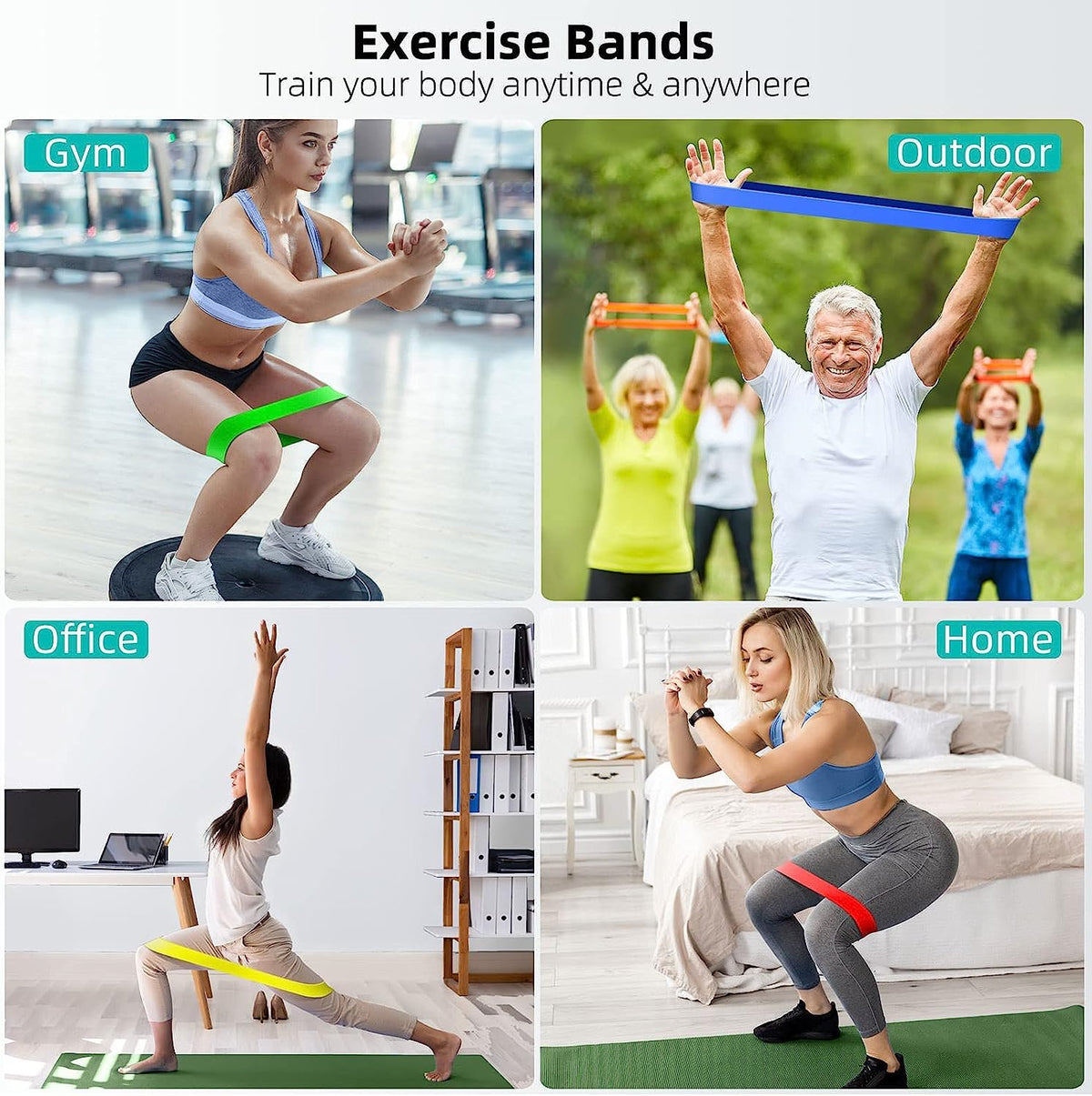 Resistance Bands Exercise Bands Set, 5-Levels for Home Gym, Yoga & Pilates | Elastic Stretch Bands for Strength Training, Physical Therapy, Leg Glute Arm Workouts, Men Women