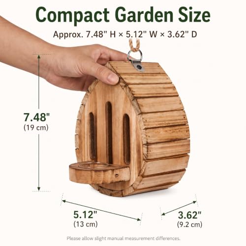 Wooden Butterfly House and Feeder for Outdoors, Natural Butterfly Habitat Nesting Box, Hanging Bug Hotel Garden Decoration for Butterflies, Bees, Moths