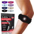 Sleeve Stars Tennis Elbow Brace for Men & Women, Fits 9"-23" (Single/Black) | Adjustable Counterforce Brace, Tennis Elbow Strap for Tendonitis Relief, Golfers Elbow Strap, Forearm Brace, Elbow Wrap
