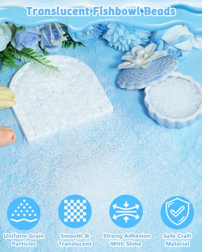FIVEIZERO Rice Beads for Slime, 5mm Translucent Fishbowl Beads for Squishy | 400G Rice Beads For Crunchy Slime, Add Texture & Visual Appeal, Ideal For Slime Add Ins, DIY, Vase Fillers & Table Decor