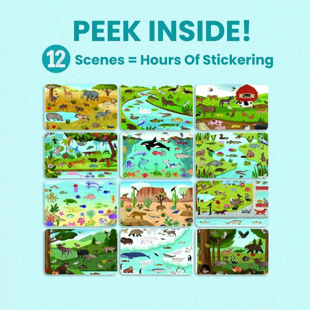 Cupkin Animal Habitats Sticker Book | 12 Coloring & Activity, 500+ Stickers | Spiral-bound kids craft format with 12 activity scenes, 12 art pages, side-by-side viewing and easy-peel design for ages 2–8