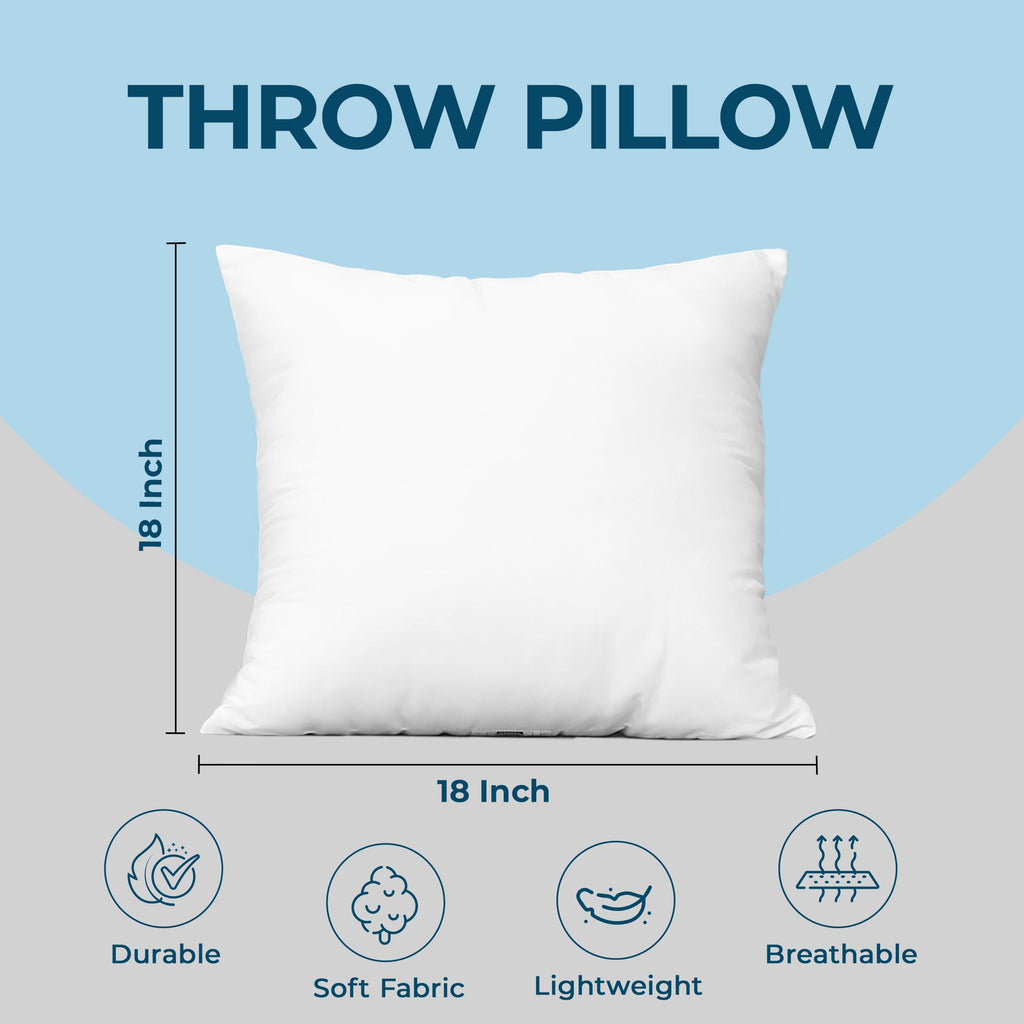 Utopia Bedding Throw Pillows, Decorative 18x18 Pillow Inserts, Set of 4 | Down alternative pillow insert with plush fluffy fill for beds sofas couches and chairs. Suitable for indoor outdoor use.