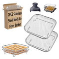 Buwesru 2Pcs for Ninja crispi pro Accessories, for Ninja crispi Stainless Steel Tray FN101 Accessories, 304 Food Grade Fine Mesh Grill Basket, Stackable Double Layer Air Fryer Wire Tray for Baking
