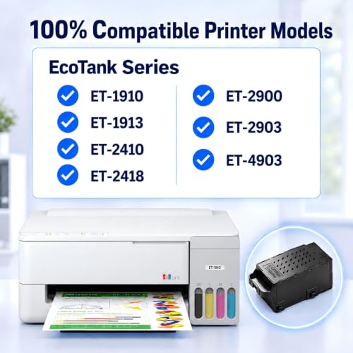 C9398 Ink Maintenance Box Compatible with ET-2418 ET-2900 ET-2903 ET-4903 | ET-1910 ET-1913 ET-2410 Printer, High Capacity, New Chip 100% Compatible C9398 Maintenance Box