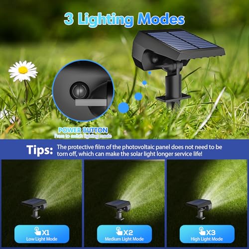 NYMPHY Solar Lights Outdoor Waterproof - 4 Pack (Cool White) | 56 LED 3 Lighting Modes IP68 Waterproof Solar Powered Garden Yard Spot Solar Lights for Outside Landscape