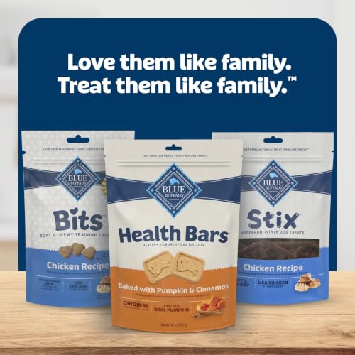 Blue Buffalo Health Bars Pumpkin & Cinnamon Dog Biscuits, 16 oz | Oven-Baked, Crunchy Texture, No Chicken By-Product, Corn, Wheat, or Soy
