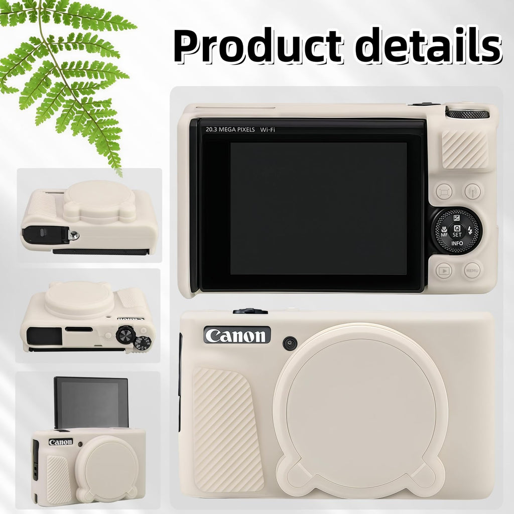 Camera Case for Canon PowerShot SX740/ SX730 Digital Camera, SX740 HS Case | Soft Silicone Protective Case Removable Lens Cover, Comes with 2 Screen Protectors and 1 Wrist Strap. (Mist White)