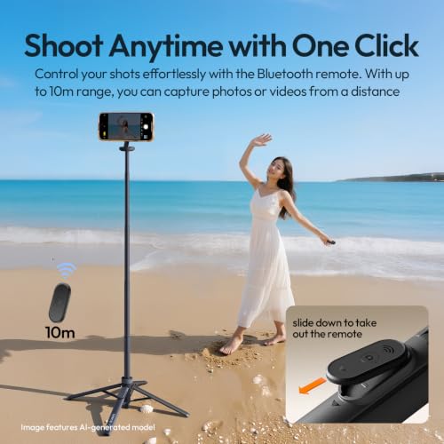 ULANZI MT85 60"Magnetic Phone Tripod for iPhone18Pro Auto Open Selfie Stick | N52 Magnetic, Aluminum, Enhanced 4-Leg, Extendable Phone Stand for Magsafe w Remote for Travel Vlog Content Creator Essential