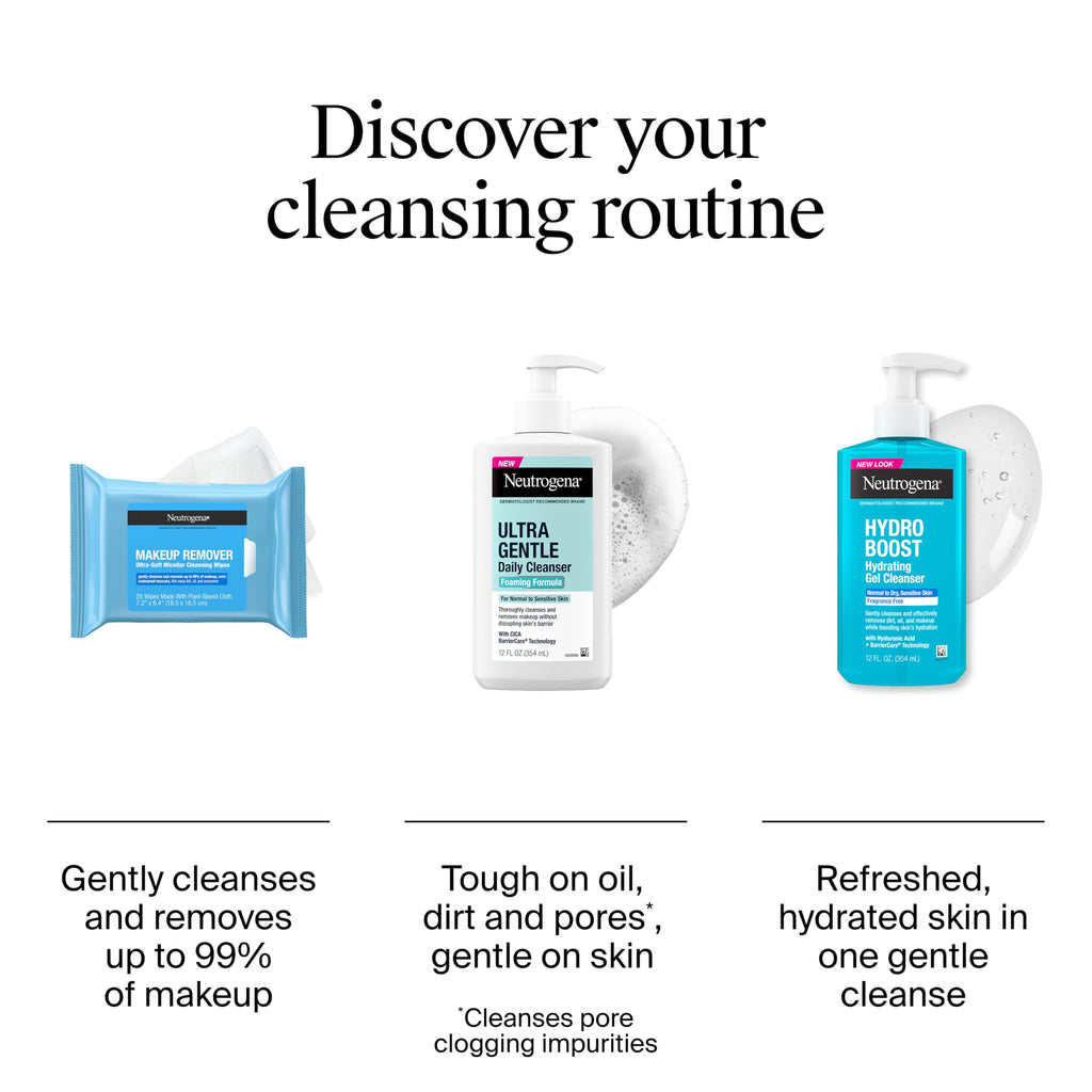 Neutrogena Makeup Remover Micellar Wipes, 2 Pack of 25 Ct | Plant-Based Micellar Water Cleansing Cloths, Gently Removes Oil, Dirt & Waterproof Makeup, No Heavy Residue, Alcohol-Free
