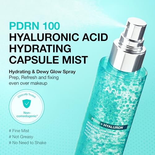 Anua PDRN Collagen Glow Facial Serum Spray, 3.38 fl oz | Hydrating Face Mist, Hyaluronic Acid, dewy finish, All Skin Types, Instant Plumping, Firming Care, Korean Skincare