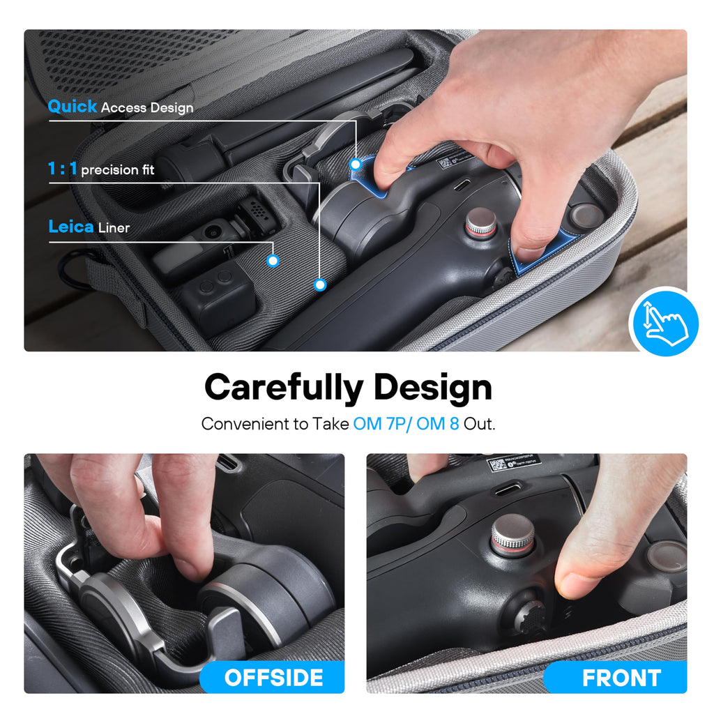 Osmo Mobile 8/7P Case, Portable PU Shoulder Bag for DJI OM 7/7P/8 | Travel Carrying Case, for DJI Osmo Mobile 8/7/7P Gimbal Stabilizer and Accessories, Not for OM8P