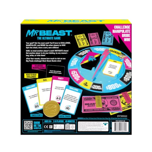 MrBeast Game, The Ultimate Party Game for Friends - Timed Stunts | Spin the wheel, draw Challenge, Duel, Party, or Side Quest cards, group games for adults
