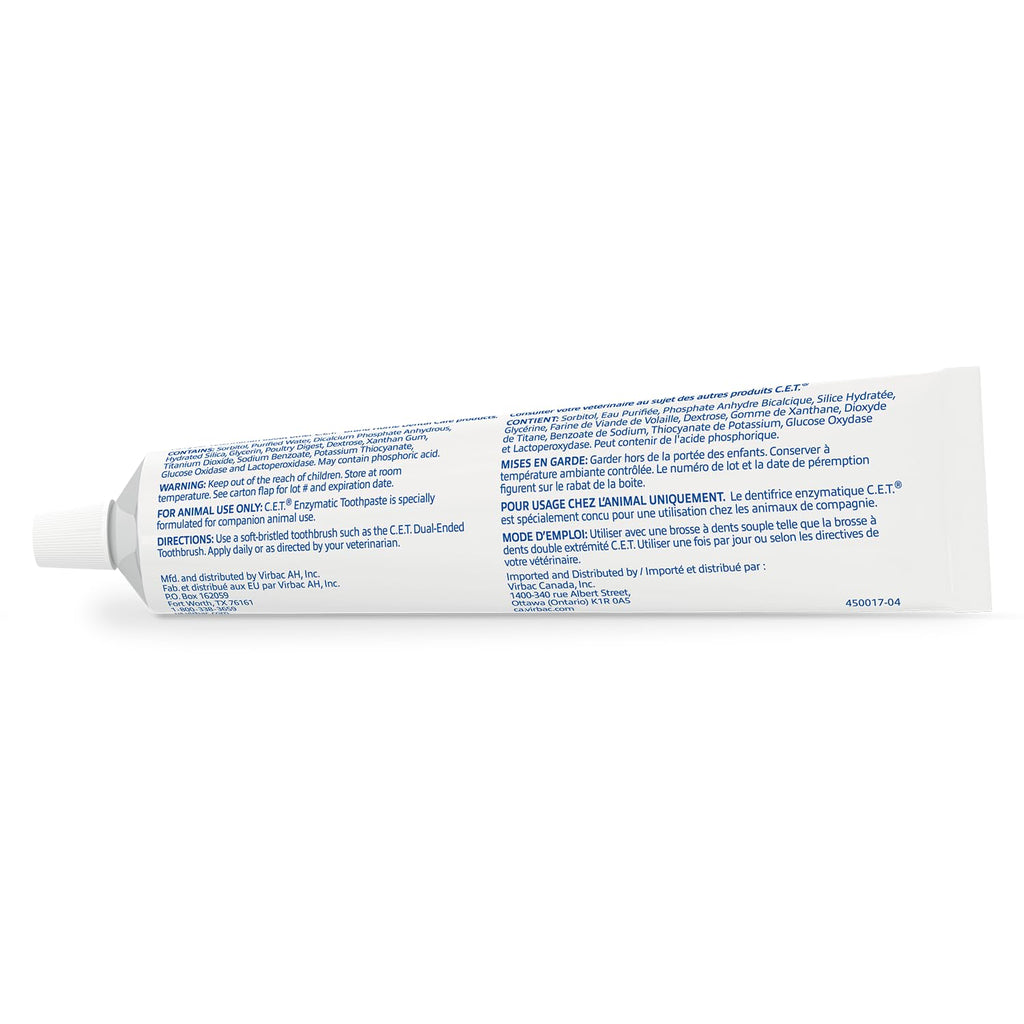 C.E.T. Enzymatic Toothpaste for Dogs and Cats, Poultry, 2.5oz | Plaque and tartar control for fresh breath, pet dental care toothpaste, Dual enzyme system, poultry flavored toothpaste