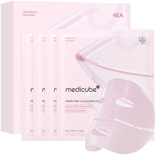 medicube Jelly Gel Mask with Salmon DNA PDRN Pink Collagen, Plump & Hydrate | Overnight Face Mask for Glass Glow Skin - Hydration, Firming, Moisturizing & Elasticity Care, Korean Skincare, 28g x 4ea