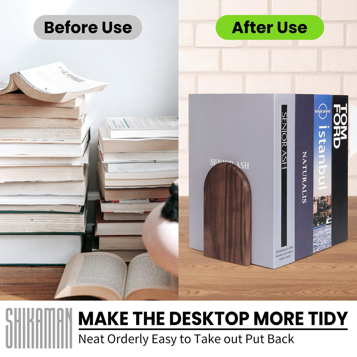 Book Ends,1 Pair Bookends Wood Book Ends Universal Economy Bookend | Book Stoppers for Heavy Duty Books, CD, File, Video Games