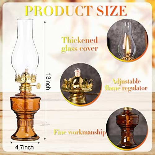 2 Pcs Oil Lamps for Indoor Use, Hurricane Kerosene Lamp, Brown | Vintage Chamber Kerosene Lantern, with Adjustable Fire Wick Lighting Oil Lantern for Home Emergency Lighting, 13'' High