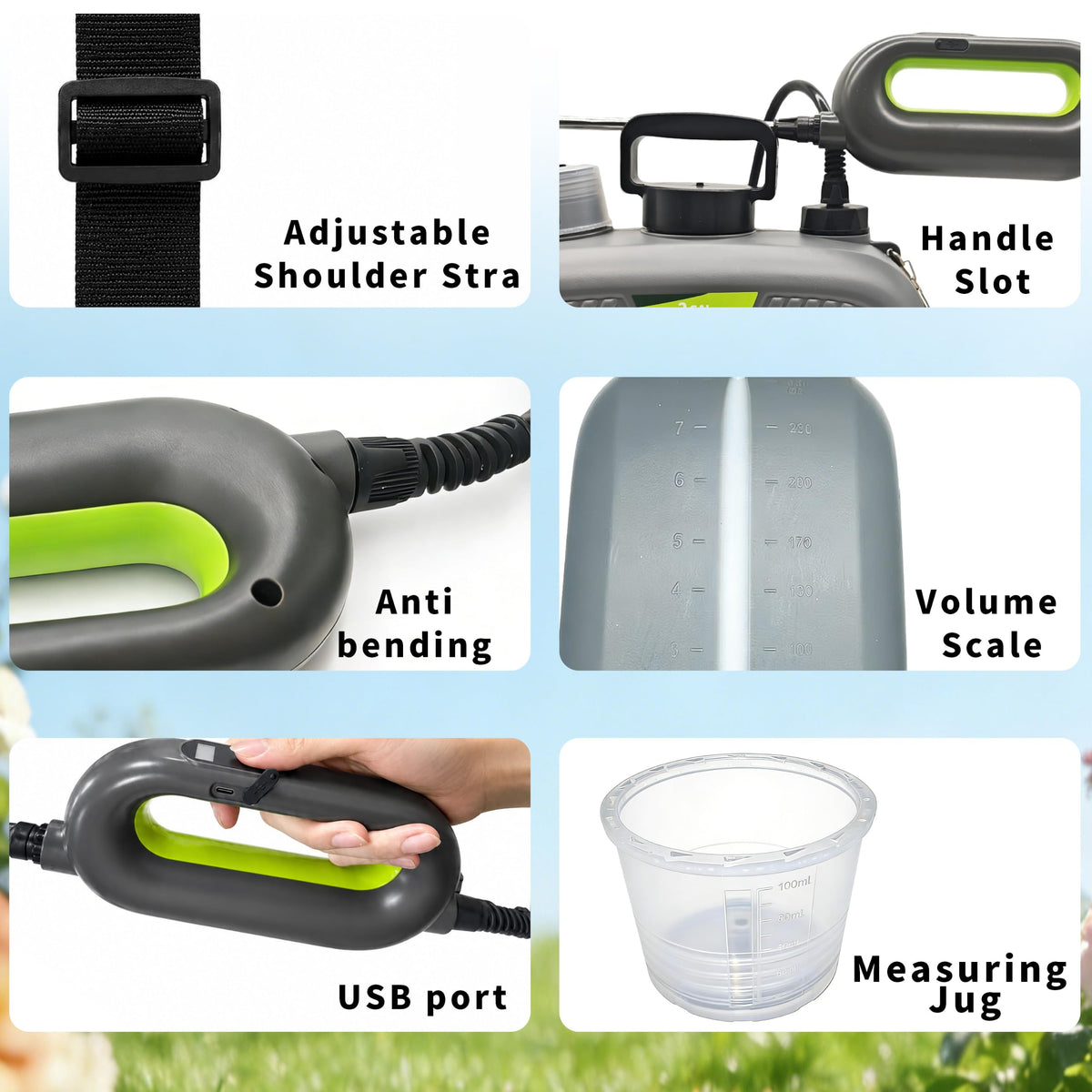 2 Gallon Battery Powered Sprayer, Covers 4,500 Sq Ft per Tank | Electric Sprayer with 3 Interchangeable Nozzles, Handle with Digital Battery Display, for Lawn, Garden & Outdoor Cleaning